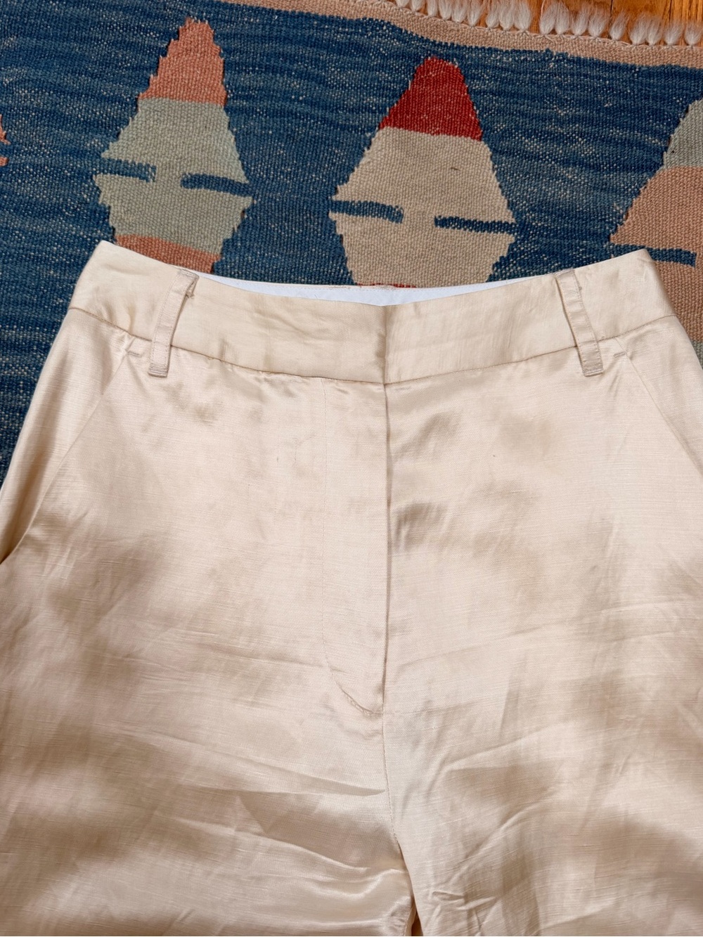 Lee Mathews Lamberts Pant in Ivory Satin Linen Blend Size 1 AU - Picture 11 of 12